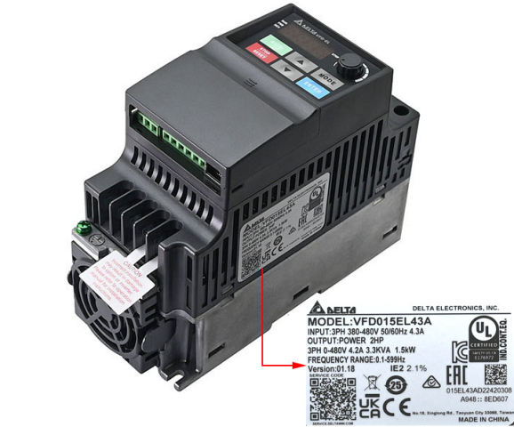 ��������������� ��������� VFD015EL43A 1.5KW 3P AC380V